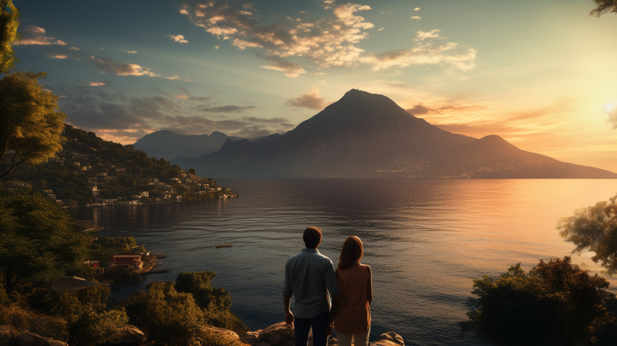 Sky, Cloud, Water, Sky, Mountain, Afterglow, Nature, Sunset, Sunlight, Body of water, Dusk